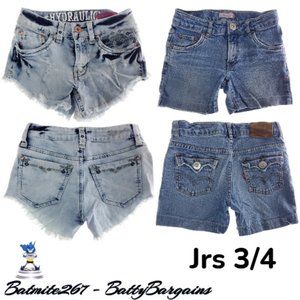 Lot of 2 Juniors 3/4 Jean Shorts Stretch Denim